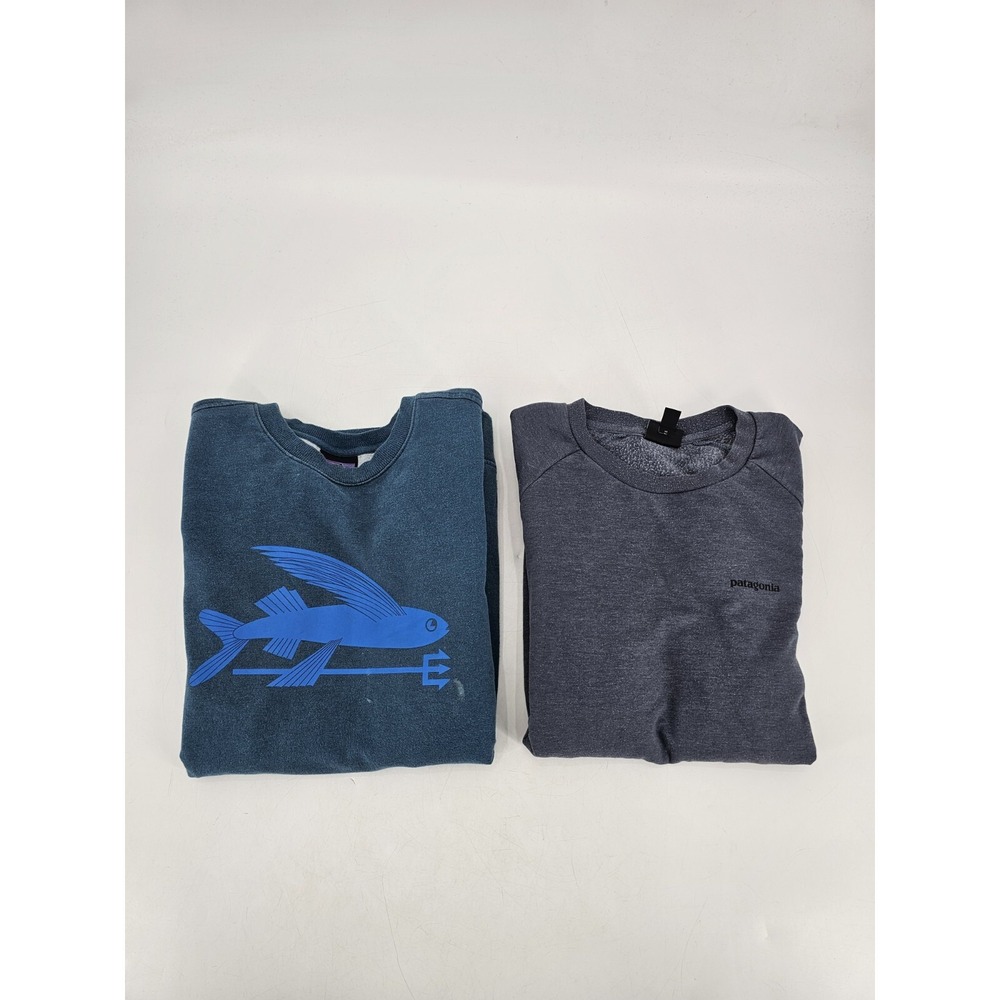 Lot of 2 Patagonia Sweater Longsleeve Organic Cotton Pull Over Blue